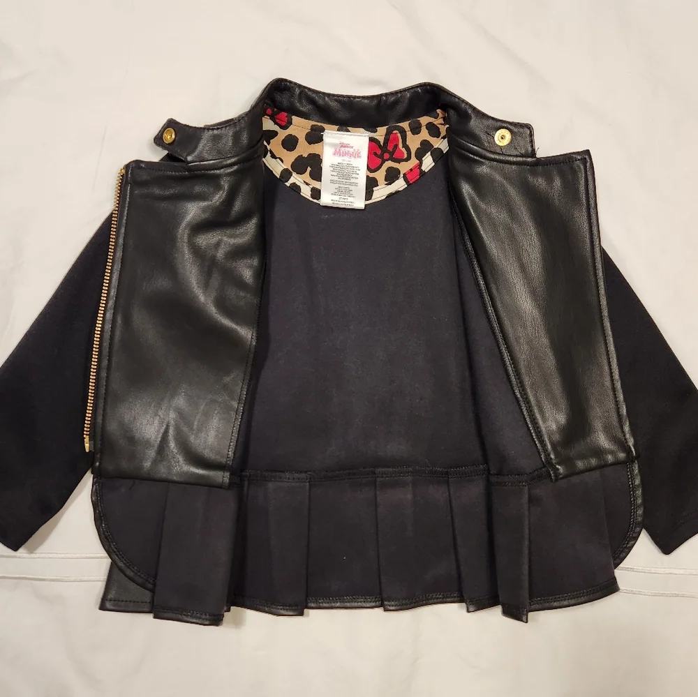 Disney minnie mouse faux leather black moto jacket